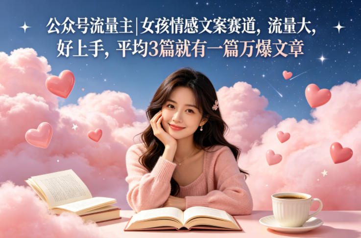 公众号流量主女孩情感文案赛道，流量大，好上手，平均3篇就有一篇万爆文章-青禾学社