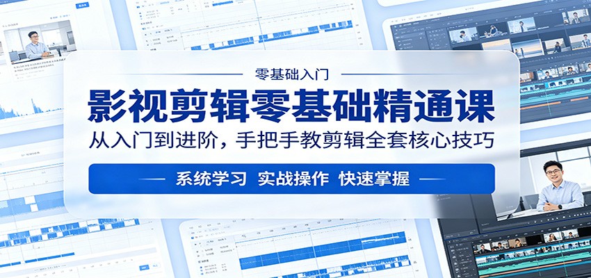 影视剪辑零基础精通课：从入门到进阶，手把手教剪辑全套核心技巧-青禾学社