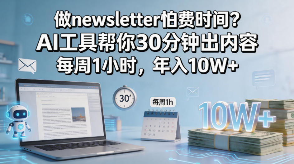 做newsletter怕费时间？AI工具帮你30分钟出内容，每周1小时，年入10W+！【原创双语字幕】-青禾学社