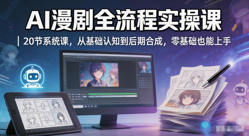 AI漫剧全流程实操课｜20节系统课，从基础认知到后期合成，零基础也能上手-青禾学社