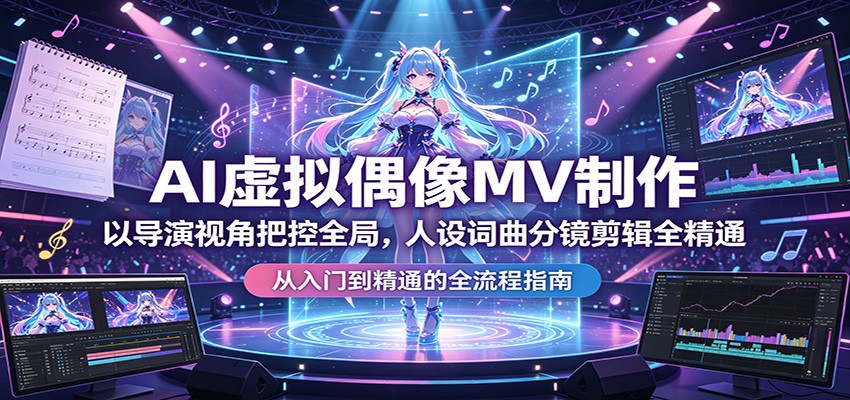 AI虚拟偶像MV制作：以导演视角把控全局，人设词曲分镜剪辑全精通-青禾学社