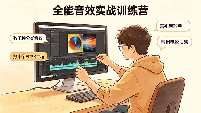 全能音效实战训练营：数千种分类音效+数十个FCPX工程，告别音效单一，剪出电影质感-青禾学社