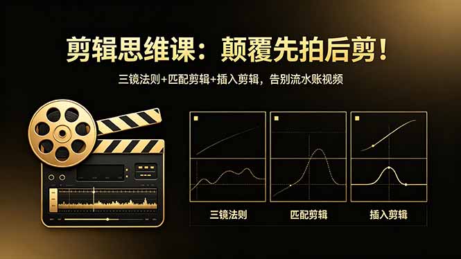 剪辑思维课：颠覆先拍后剪！三镜法则+匹配剪辑+插入剪辑，告别流水账视频-青禾学社