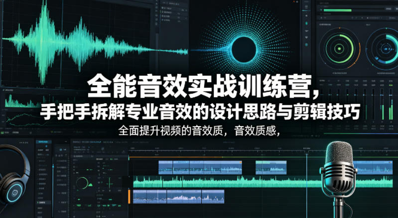 全能音效实战训练营，手把手拆解专业音效的设计思路与剪辑技巧，全面提升视频的音效质感-青禾学社