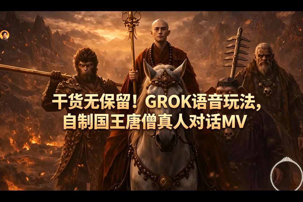 干货无保留！GROK语音玩法，自制国王唐僧真人对话MV-青禾学社