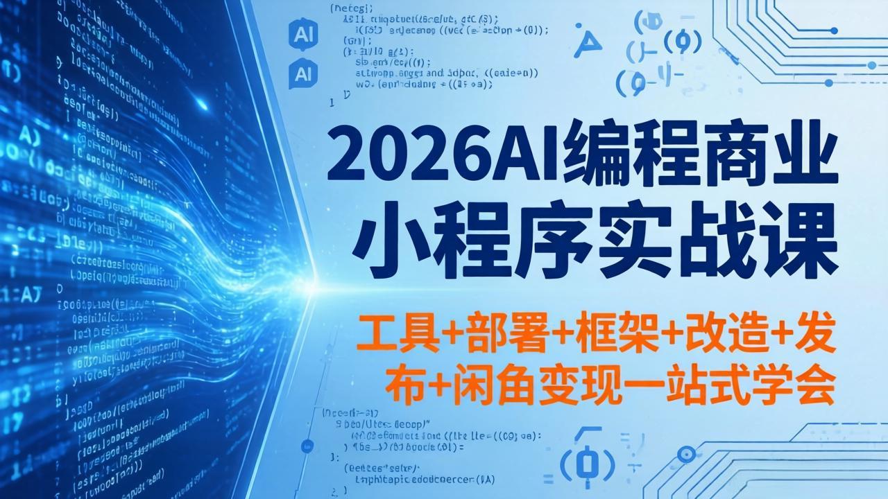 2026AI编程商业小程序实战课，工具+部署+框架+改造+发布+闲鱼变现一站式学会-青禾学社