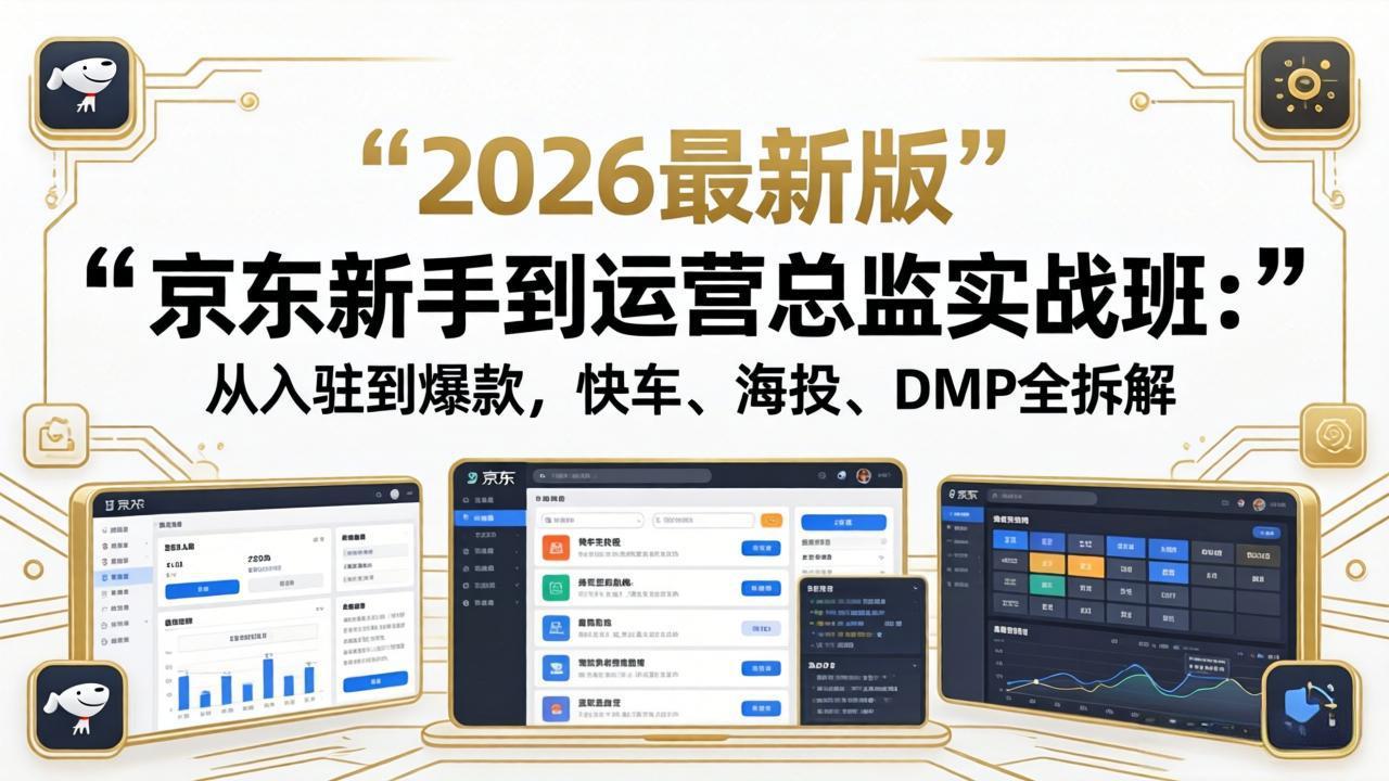 京东新手到运营总监实战班：从入驻到爆款，快车、海投、DMP全拆解，2026最新版-青禾学社