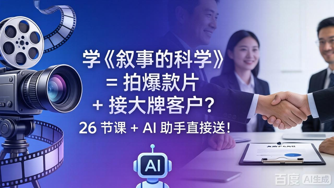 学《叙事的科学》= 拍爆款片 + 接大牌客户？26 节课 + AI 助手直接送！-青禾学社