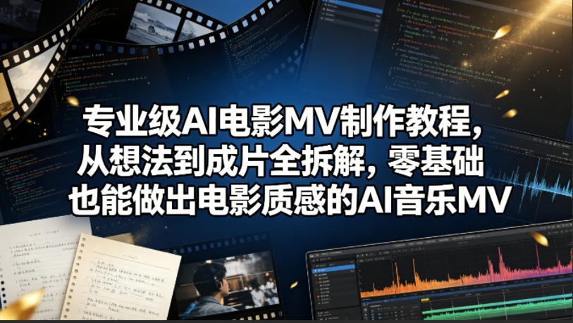 专业级AI电影MV制作教程，从想法到成片全拆解，零基础也能做出电影质感的AI音乐MV-青禾学社