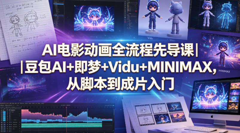 AI电影动画全流程先导课｜豆包AI+即梦+Vidu+MINIMAX，从脚本到成片入门-青禾学社