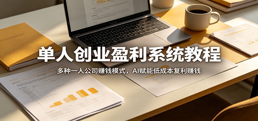 单人创业盈利系统教程：多种一人公司赚钱模式，AI赋能低成本复利赚钱-青禾学社