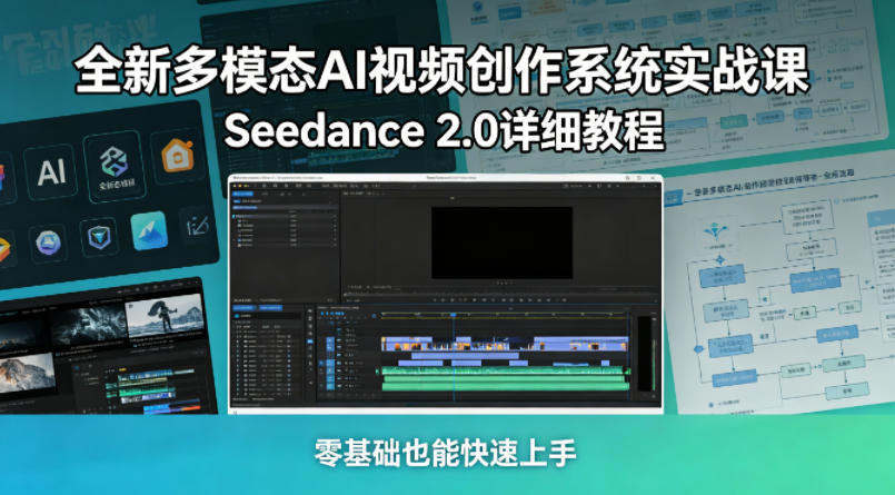 全新多模态AI视频创作系统实战课，Seedance 2.0详细教程，零基础也能快速上手-青禾学社