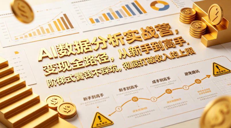 AI数据分析实战营，变现全路径，从新手到高手，阶梯式賺钱不踩坑，彻底打破收入的上限-青禾学社