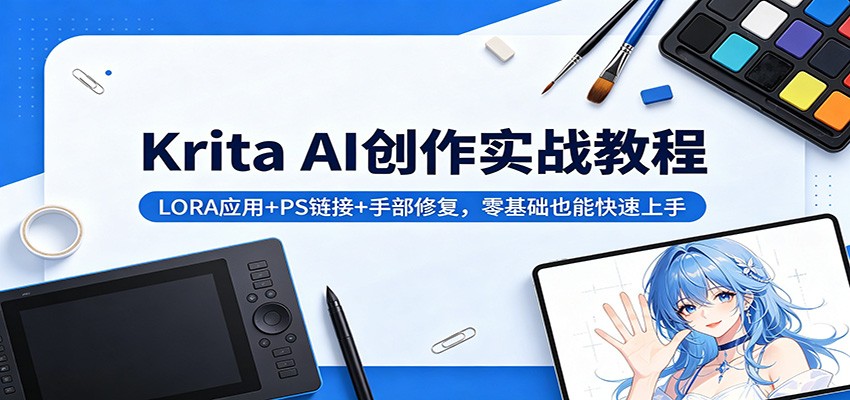 Krita AI创作实战教程：LORA应用+PS链接+手部修复，零基础也能快速上手-青禾学社