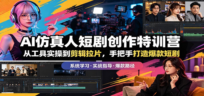 AI仿真人短剧创作特训营：从工具实操到剪辑拉片，手把手打造爆款短剧-青禾学社