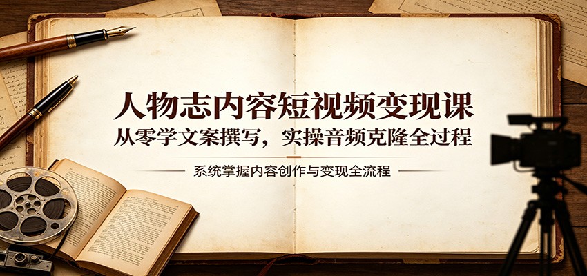 人物志内容短视频变现课：从零学文案撰写，实操音频克隆全过程-青禾学社