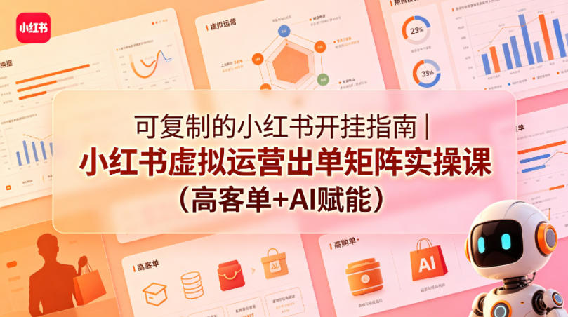 可复制的小红书开挂指南｜小红书虚拟运营出单矩阵实操课(高客单+AI赋能)-青禾学社
