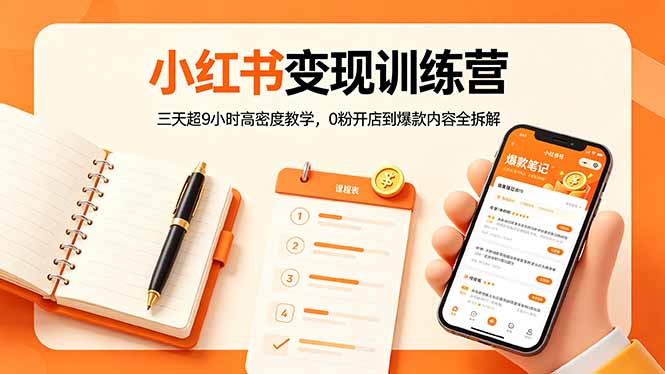 小红书变现训练营：三天超9小时高密度教学，0粉开店到爆款内容全拆解-青禾学社