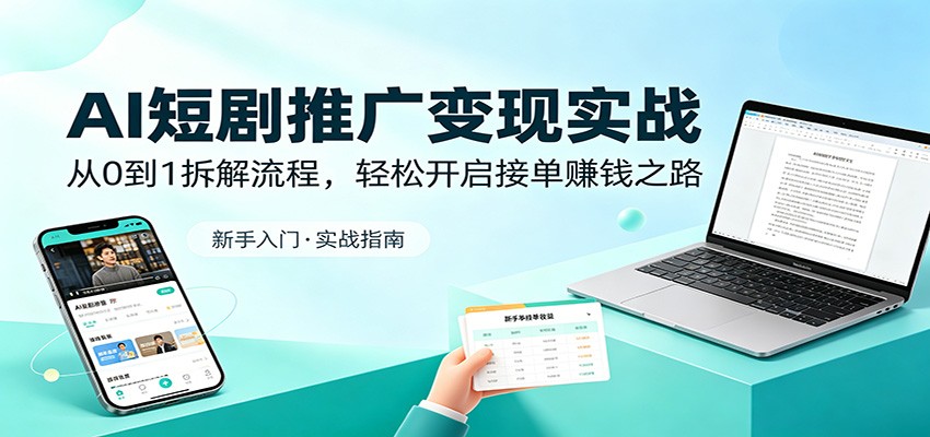 AI短剧推广变现实战：从0到1拆解流程，轻松开启接单赚钱之路-青禾学社