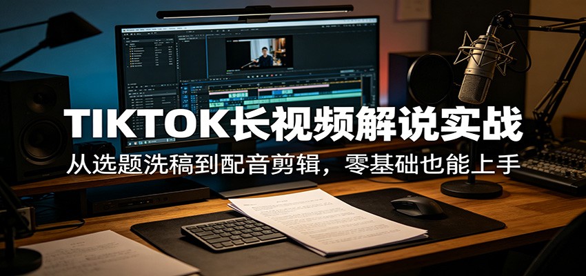 TIKTOK长视频解说实战：从选题洗稿到配音剪辑，零基础也能上手-青禾学社