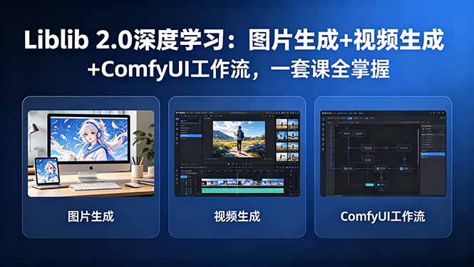 Liblib 2.0深度学习：图片生成+视频生成+ComfyUI工作流，一套课全掌握-青禾学社