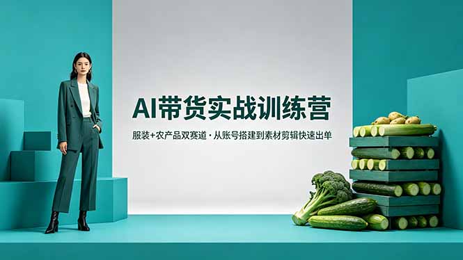 AI带货实战训练营，服装+农产品双赛道，从账号搭建到素材剪辑快速出单-青禾学社