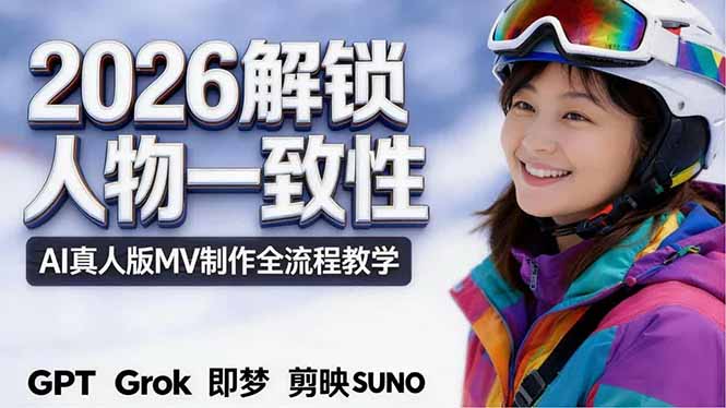 2026独创解锁人物一致性：AI真人版MV制作，不讲空话，不拼概念，全流程实操-青禾学社
