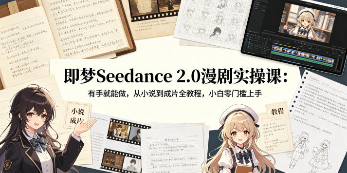 即梦Seedance 2.0漫剧实操课：有手就能做，从小说到成片全教程，小白零门槛上手-青禾学社