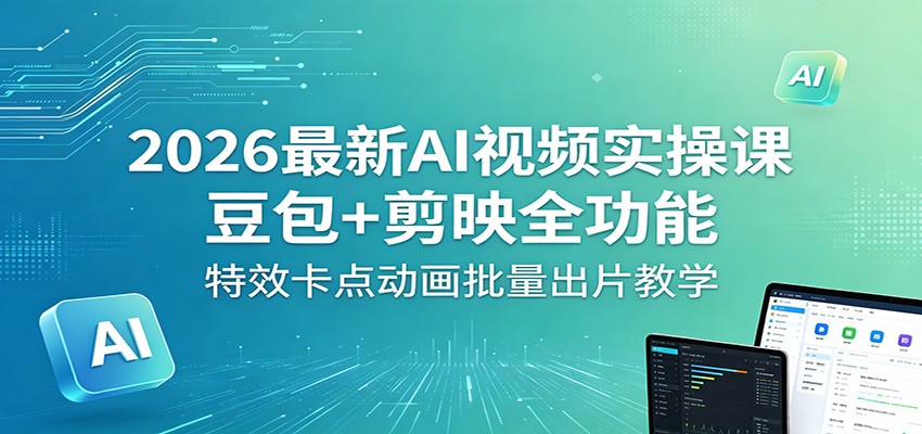 2026最新AI视频实操课：豆包+剪映全功能，特效卡点动画批量出片教学-青禾学社