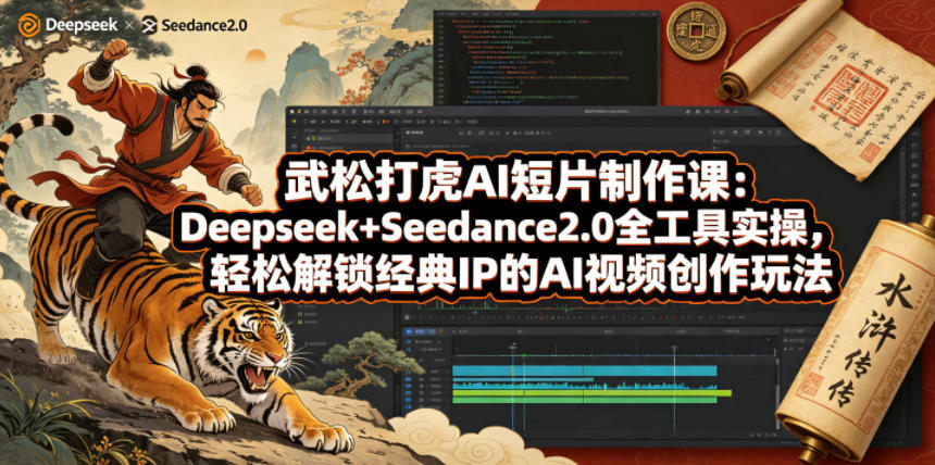 武松打虎AI短片制作课：Deepseek+Seedance2.0全工具实操，轻松解锁经典IP的AI视频创作玩法-青禾学社