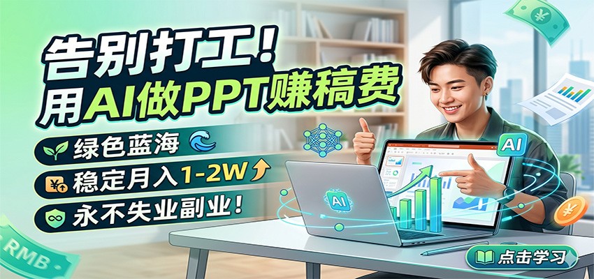 告别打工！用AI做PPT赚稿费，绿色蓝海，稳定月入1-2W，永不失业副业！-青禾学社