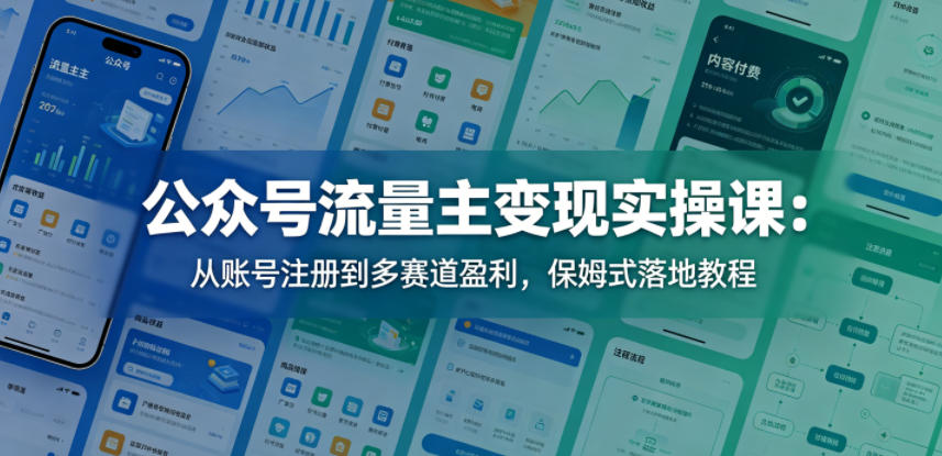 公众号流量主变现实操课：从账号注册到多赛道盈利，保姆式落地教程-青禾学社