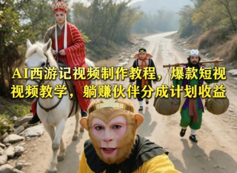 AI西游记视频制作教程，爆款短视频教学，躺賺伙伴分成计划收益-青禾学社