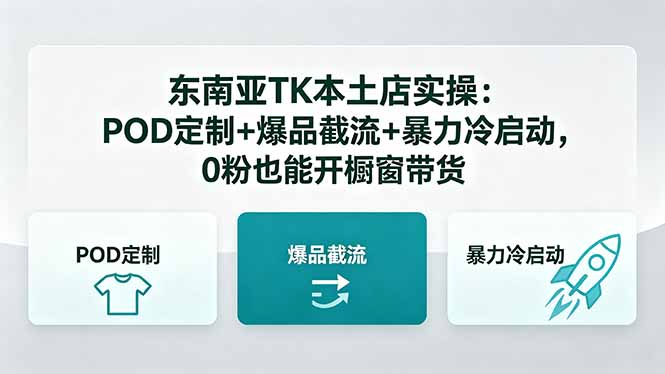 东南亚TK本土店实操：POD定制+爆品截流+暴力冷启动，0粉也能开橱窗带货-青禾学社