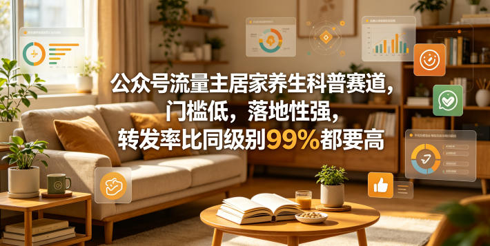 公众号流量主居家养生科普赛道，门槛低，落地性强，转发率比同级别99％都要高-青禾学社