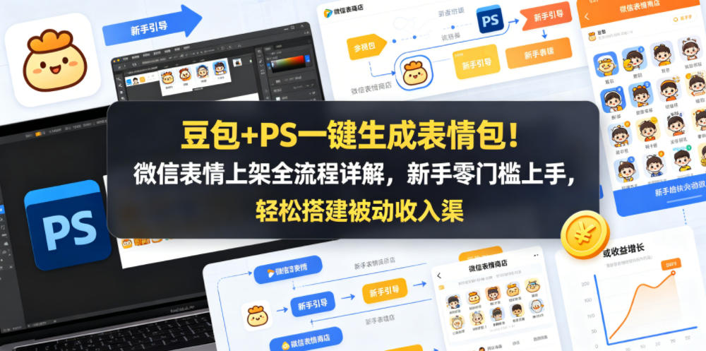豆包+PS一键生成表情包！微信表情上架全流程详解，新手零门槛上手，轻松搭建被动收入渠道-青禾学社