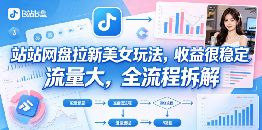 B站网盘拉新美女玩法,收益很稳定,流量大,全流程拆解-青禾学社