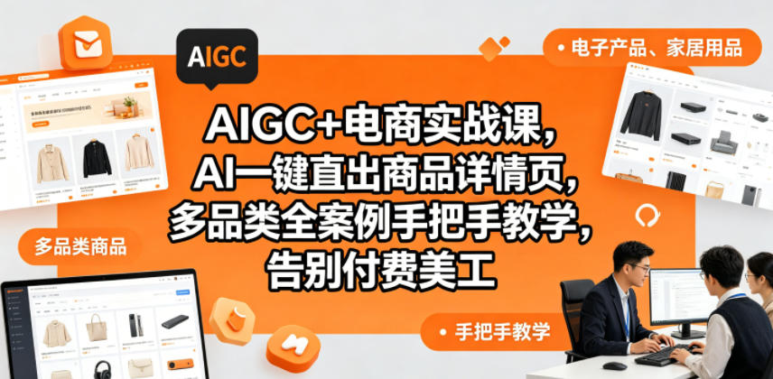 AIGC+电商实战课，AI一键直出商品详情页，多品类全案例手把手教学，告别付费美工-青禾学社