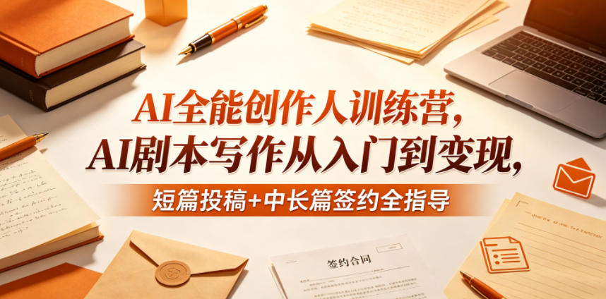 AI全能创作人训练营，AI剧本写作从入门到变现，短篇投稿+中长篇签约全指导-青禾学社