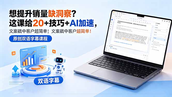 想提升销量缺洞察？这课给 20 + 技巧 + AI 加速，文案戳中客户超简单！【原创双语字幕】-青禾学社