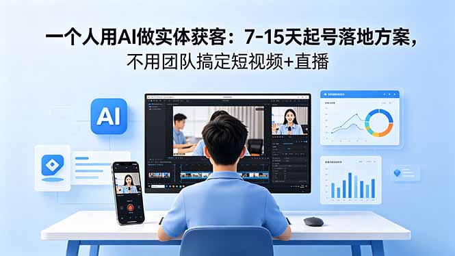 一个人用AI做实体获客：7-15天起号落地方案，不用团队搞定短视频+直播-青禾学社