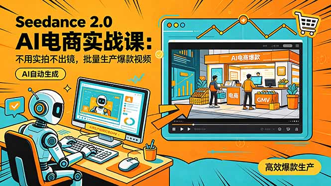 Seedance 2.0 AI电商实战课：不用实拍不出镜，批量生产爆款视频打爆GMV-青禾学社