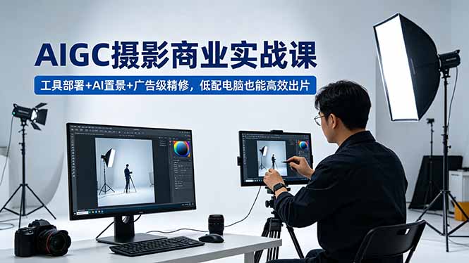 AIGC 摄影商业实战课，工具部署+AI置景+广告级精修，低配电脑也能高效出片-青禾学社