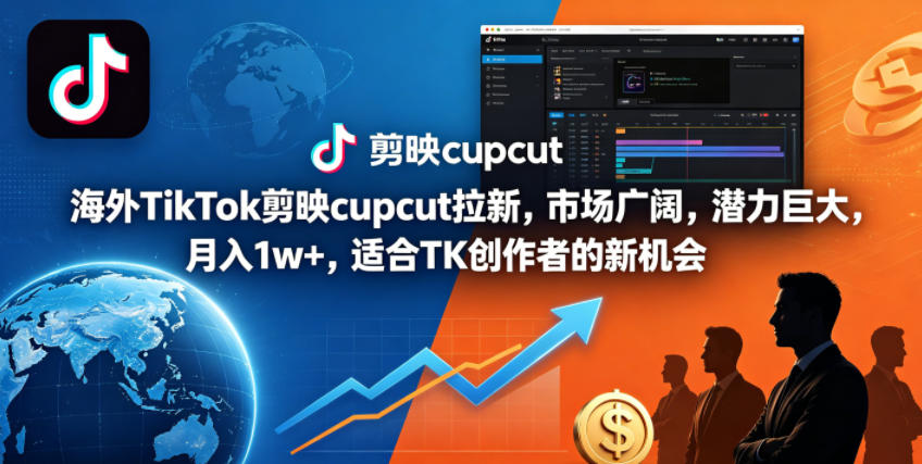 海外TikTok剪映cupcut拉新，市场广阔，潜力巨大，月入1w+，适合TK创作者的新机会-青禾学社