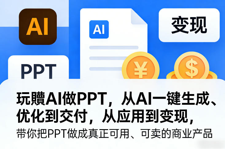 玩賺AI做PPT，从AI一键生成、优化到交付，从应用到变现，带你把PPT做成真正可用、可卖的商业产品(更新0513)-青禾学社
