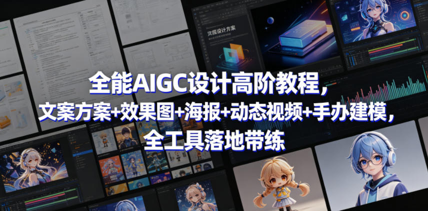 全能AIGC设计高阶教程，文案方案+效果图+海报+动态视频+手办建模，全工具落地带练-青禾学社