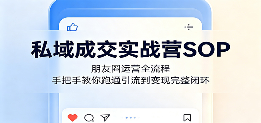 私域成交实战营SOP：朋友圈运营全流程，手把手教你跑通引流到变现完整闭环-青禾学社