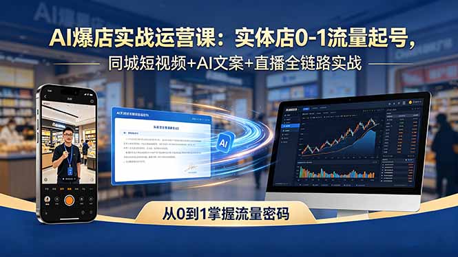 AI爆店实战运营课：实体店0-1流量起号，同城短视频+AI文案+直播全链路实战-青禾学社