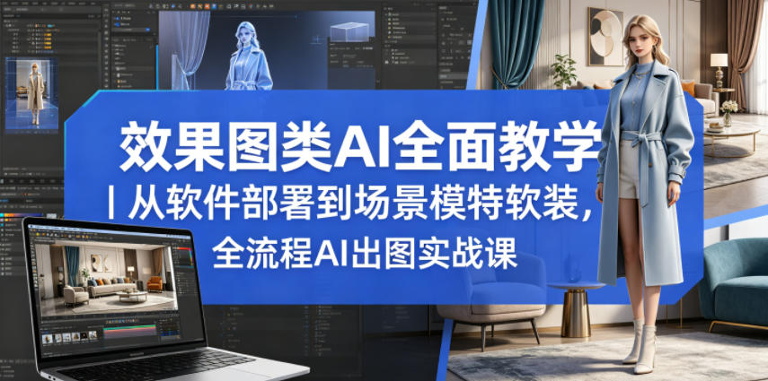 效果图类AI全面教学｜从软件部署到场景模特软装，全流程AI出图实战课-青禾学社