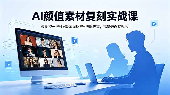AI颜值素材复刻实战课，多图控一致性+提示词反推+洗图去重，批量做爆款视频-青禾学社